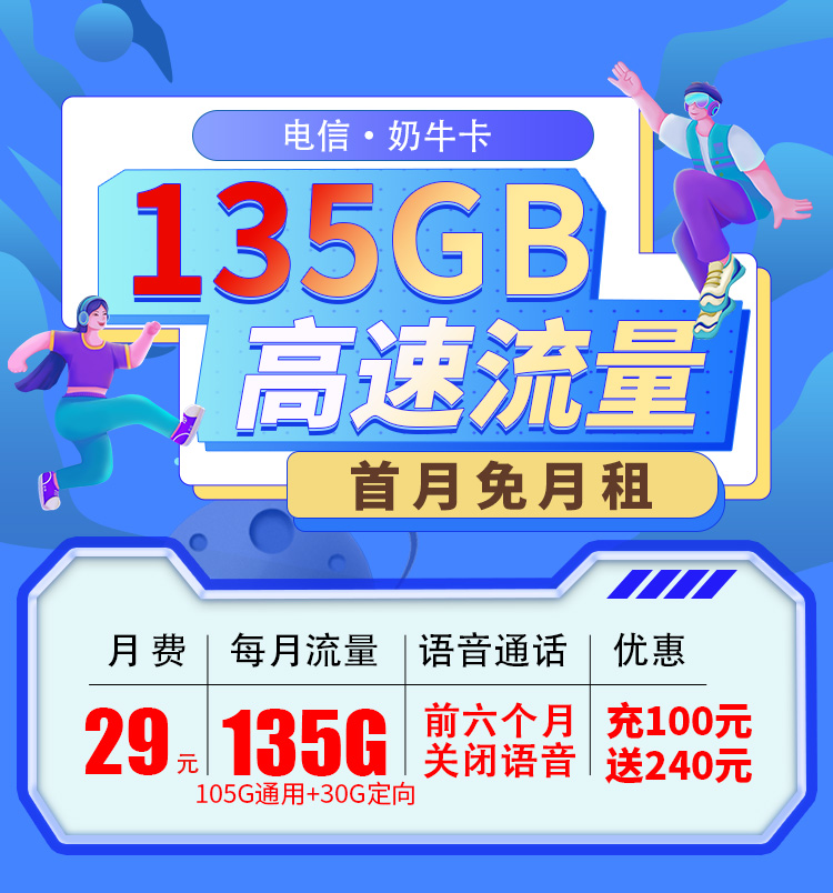 电信奶牛卡29元135G流量+两年视频会员  第1张