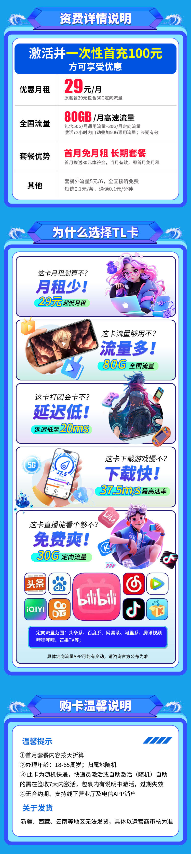 湖南电信TL卡29元80G流量+可选号  第2张