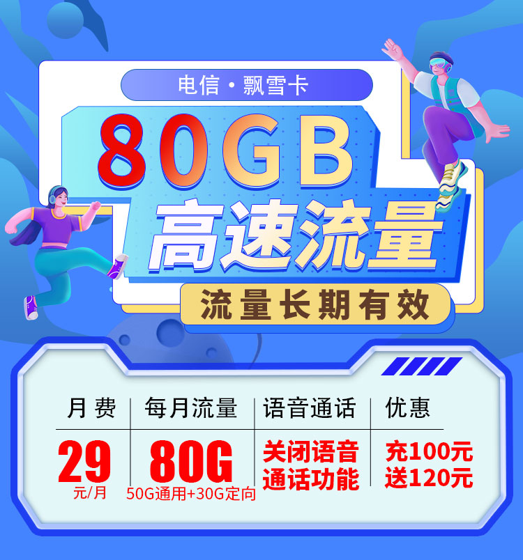卡世界新品发布：电信飘雪卡29元80G流量  第1张