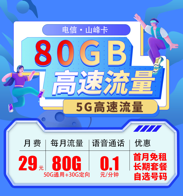 卡世界新品发布：电信山峰卡29元80G流量  第1张