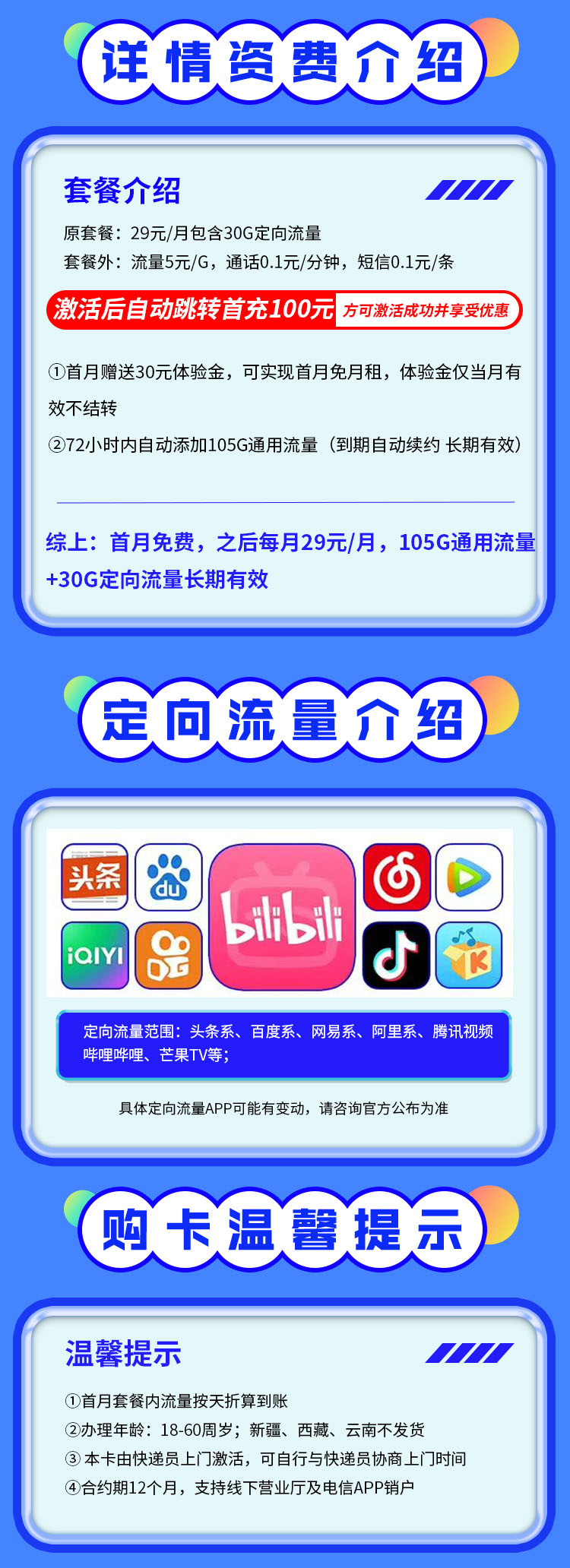 卡世界新品发布：电信贺岁卡29元135G+长期套餐  第2张