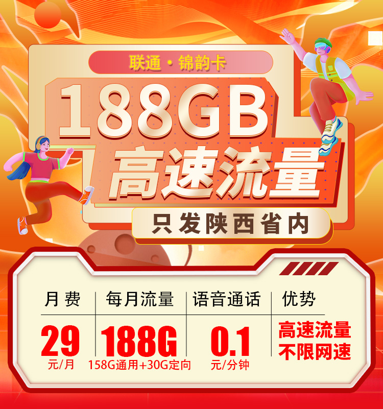 卡世界新品发布：联通锦韵卡29元188G流量  第1张