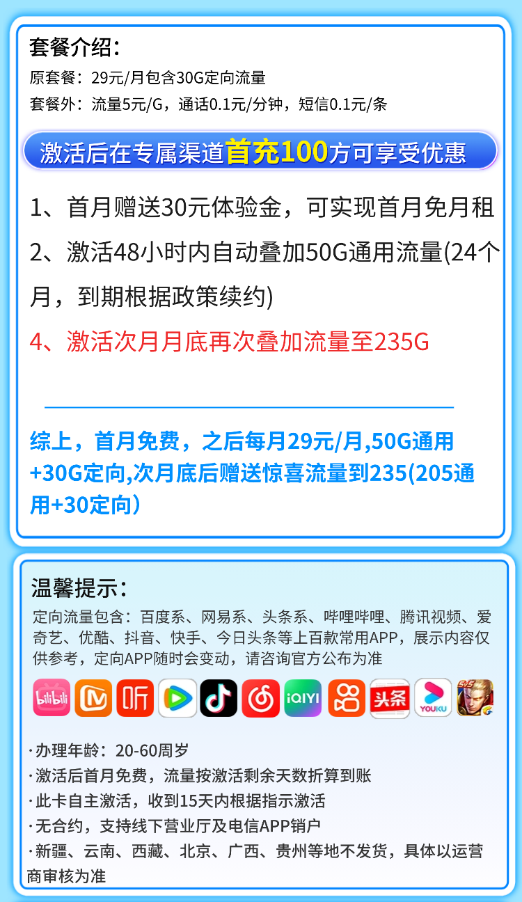 卡世界官方新品发布：电信i星卡29元235G全国流量+超大流量套餐  第2张